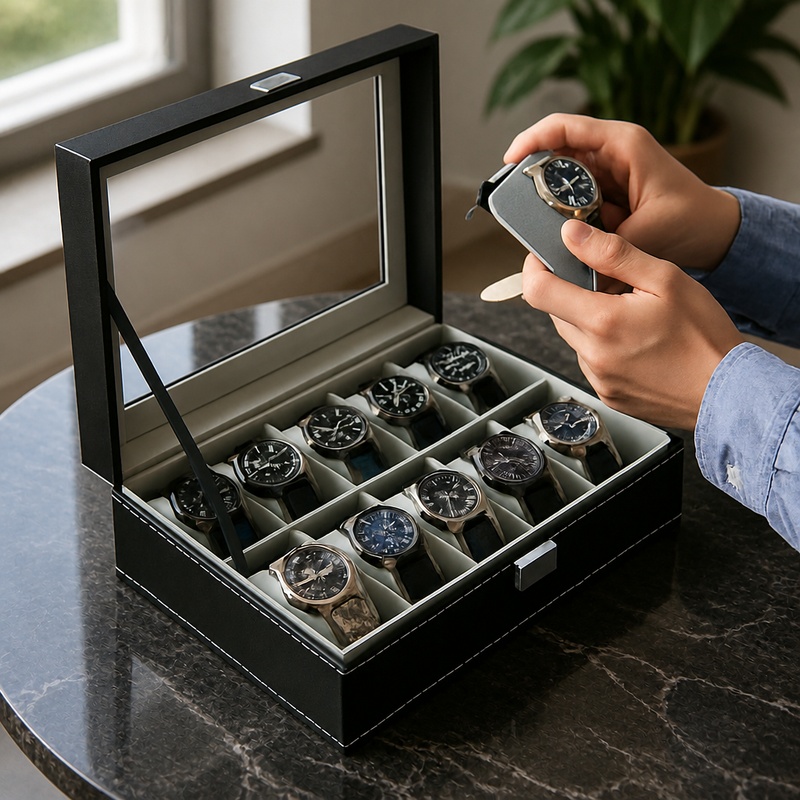 Jewelry Box That Holds Watches - PU Deri Takı ve Saat Düzenleyici