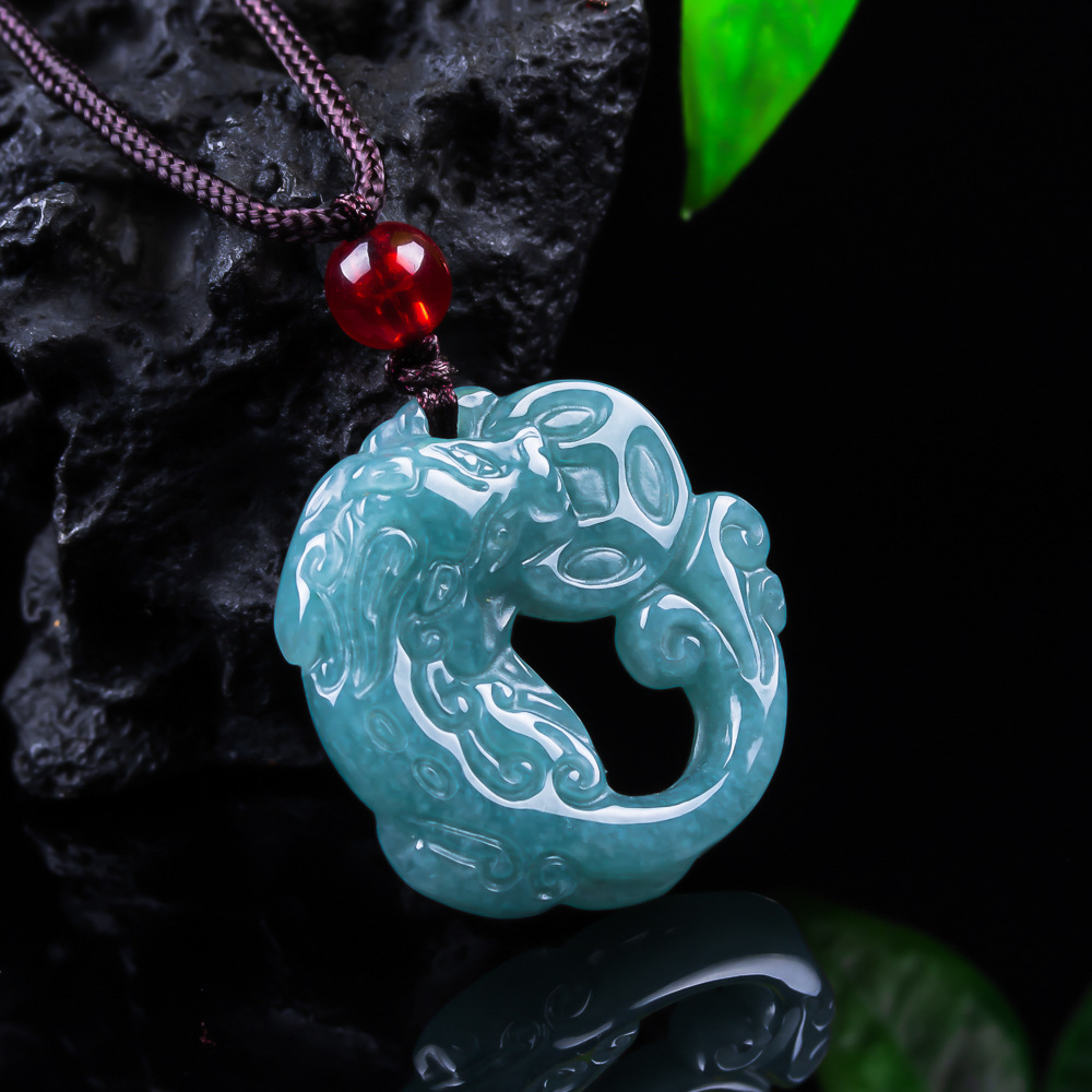 Necklace Pendant - Birmanya Yeşim Taşı Pixiu Kolye Gerçek