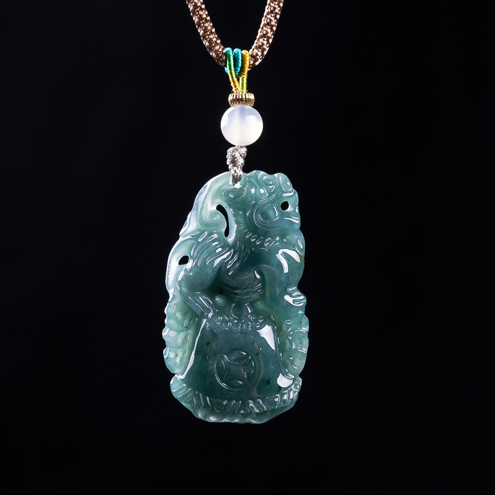 Necklace Pendant - Birmanya Jadeit Pixiu Kolye Tasarımcı Değerli