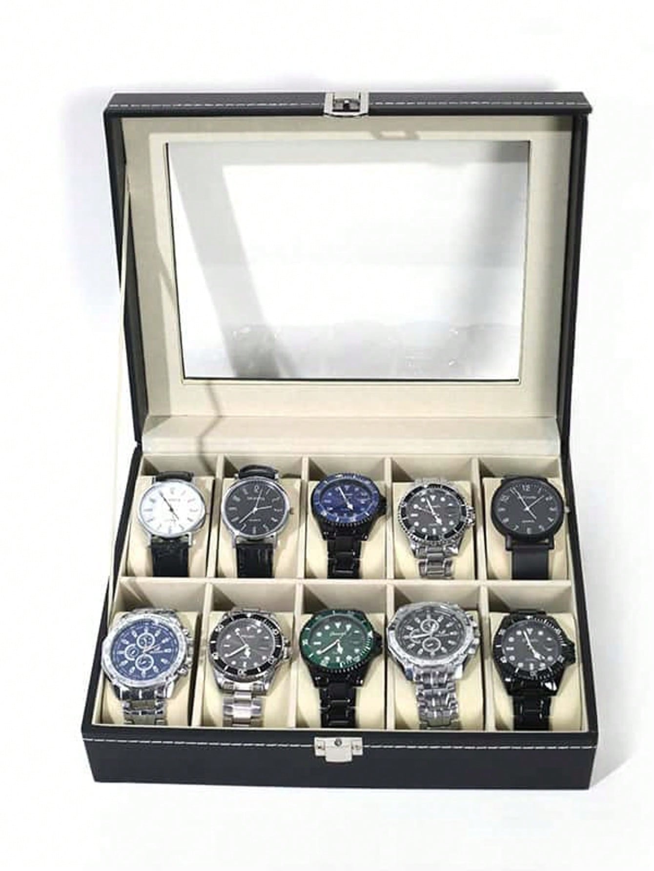 Jewelry Box Watches Bracelets - Kilitli Deri Saat Kutusu, Büyük Kapasiteli