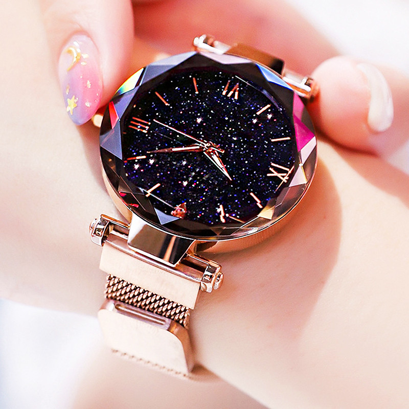Jewelry Diamond Watches - Bayan moda yıldızlı gökyüzü saatler mıknatıs