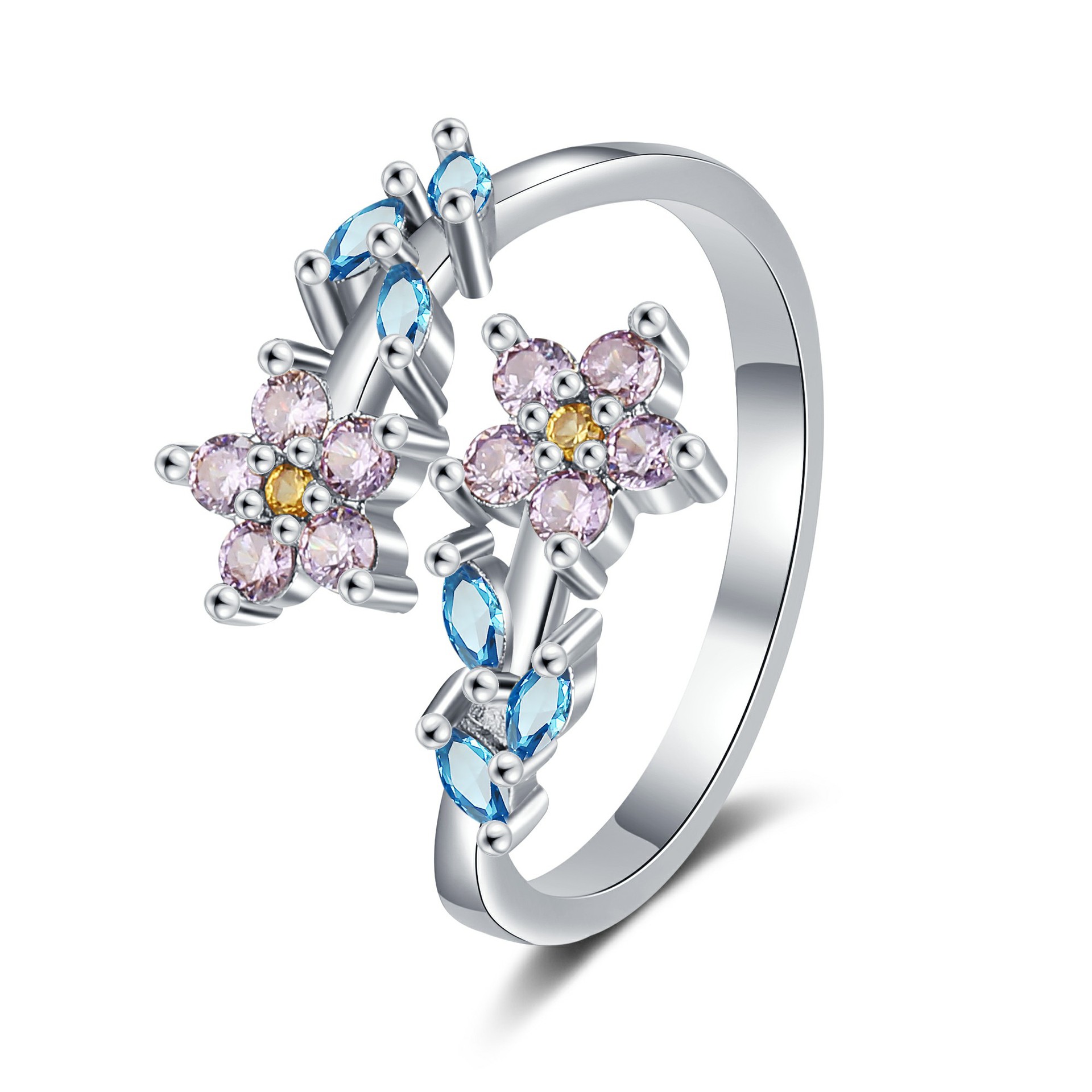 Statement Cocktail Ring - 925 ayar gümüş çiçek yaprak yüzük