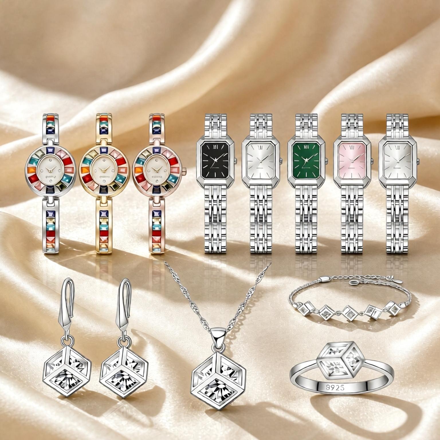 Lüks 925 Ayar Gümüş Geometrik  - Best Jewelry Watches Women incelemesi ve fiyatı