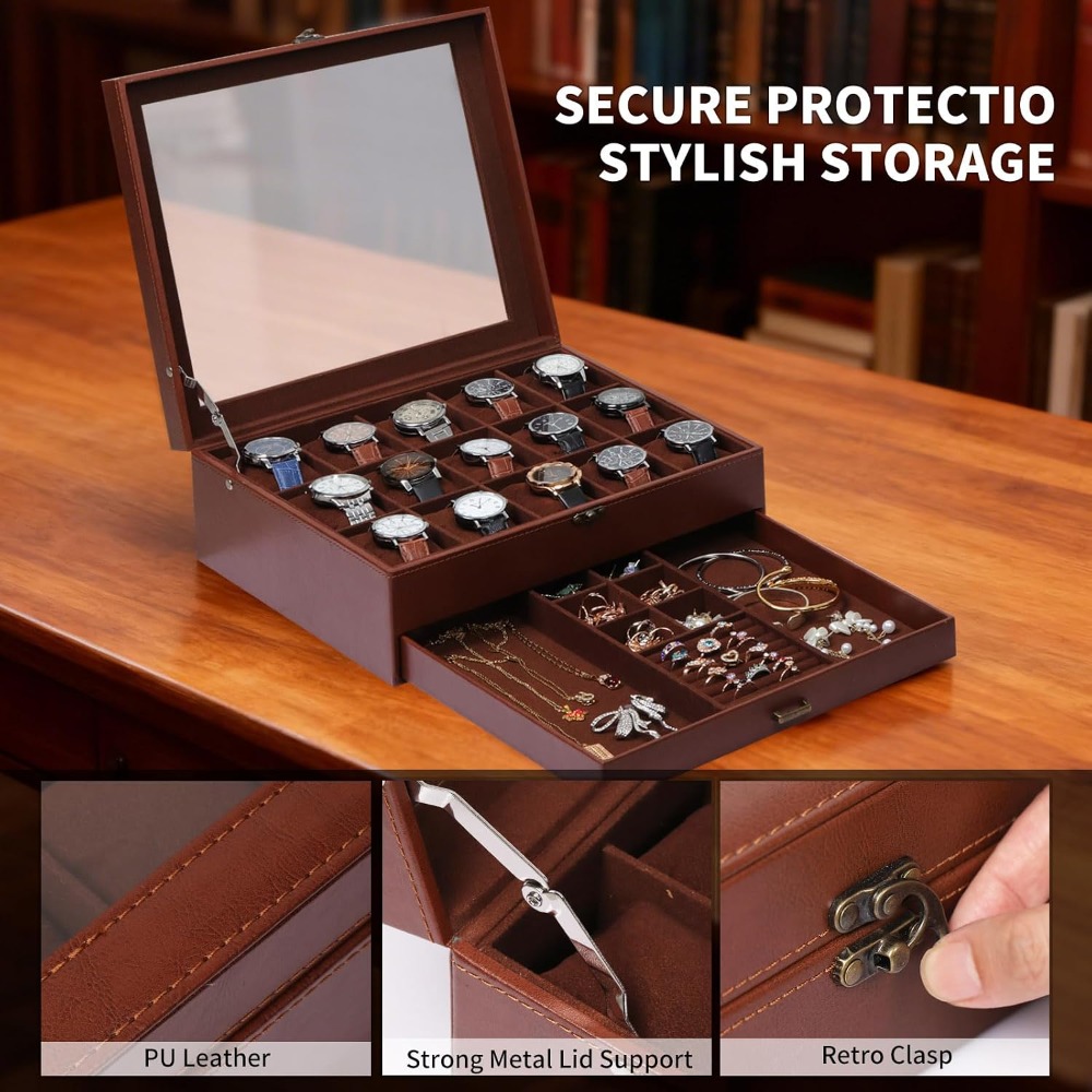Kilitli 2 Katlı Saat Kutusu, 1 - Jewelry Box That Holds Watches incelemesi ve fiyatı