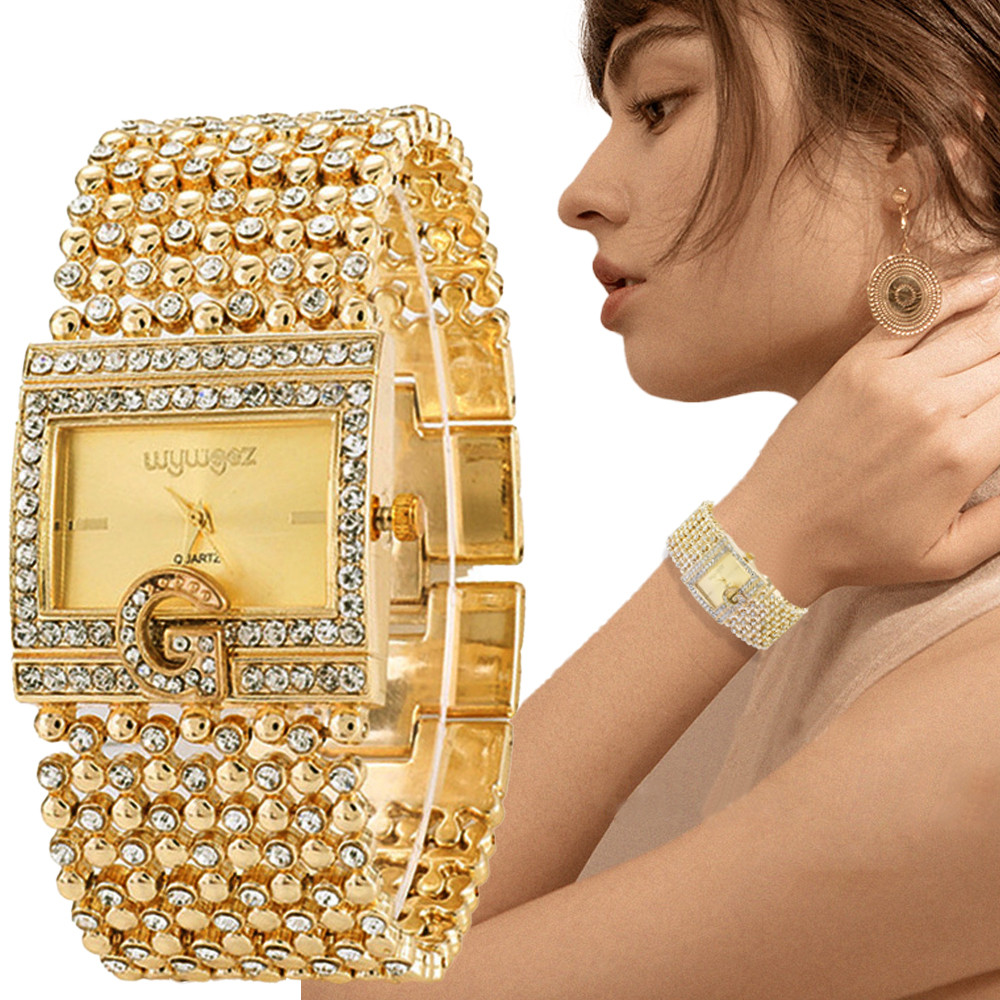Basit kare altın saatler kadın - Jewelry Diamond Watches incelemesi ve fiyatı