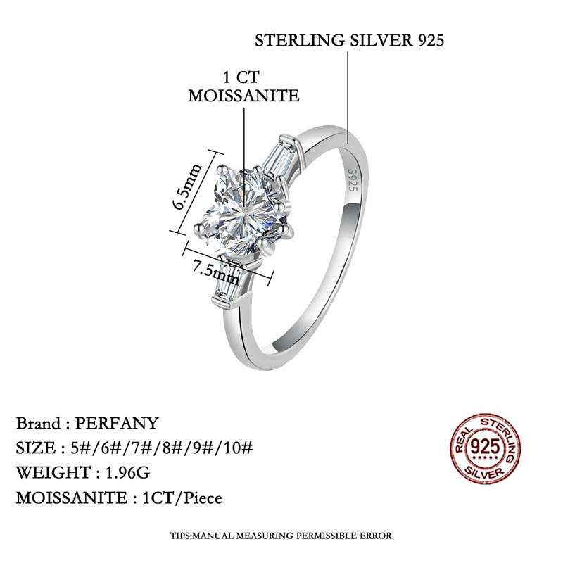 PERFANY 1CT Kalp Kesim Mozanit - Statement Cocktail Ring incelemesi ve fiyatı